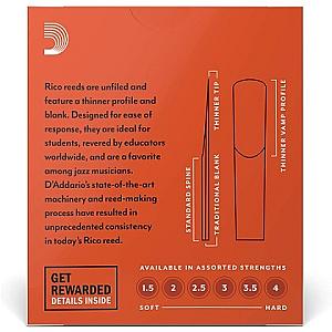 Rico by D'addario Bb Clarinet Reed Loose Pack - Loose pack 2.0/2.5/3.0