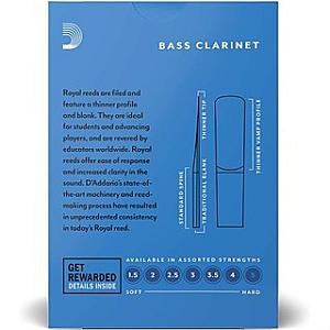 Rico Royal Bass Clarinet Reed - Loose Pack - 2.5/ 3.0