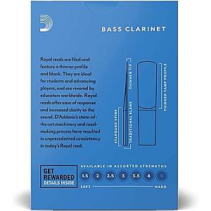 Rico Royal Bass Clarinet Reed - Box of 10 - 2.5/ 3.0