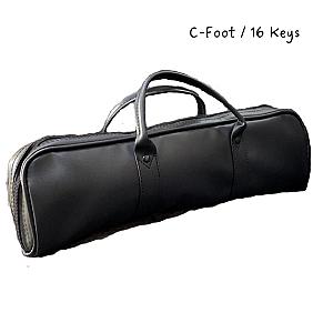 Flute Leather Case Cover - C-Foot/B-Foot - Black/Brown